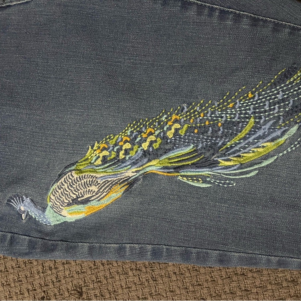 Martha Stewart Skinny Jeans with Peacock Embroidery Size 12 - Picture 7 of 12